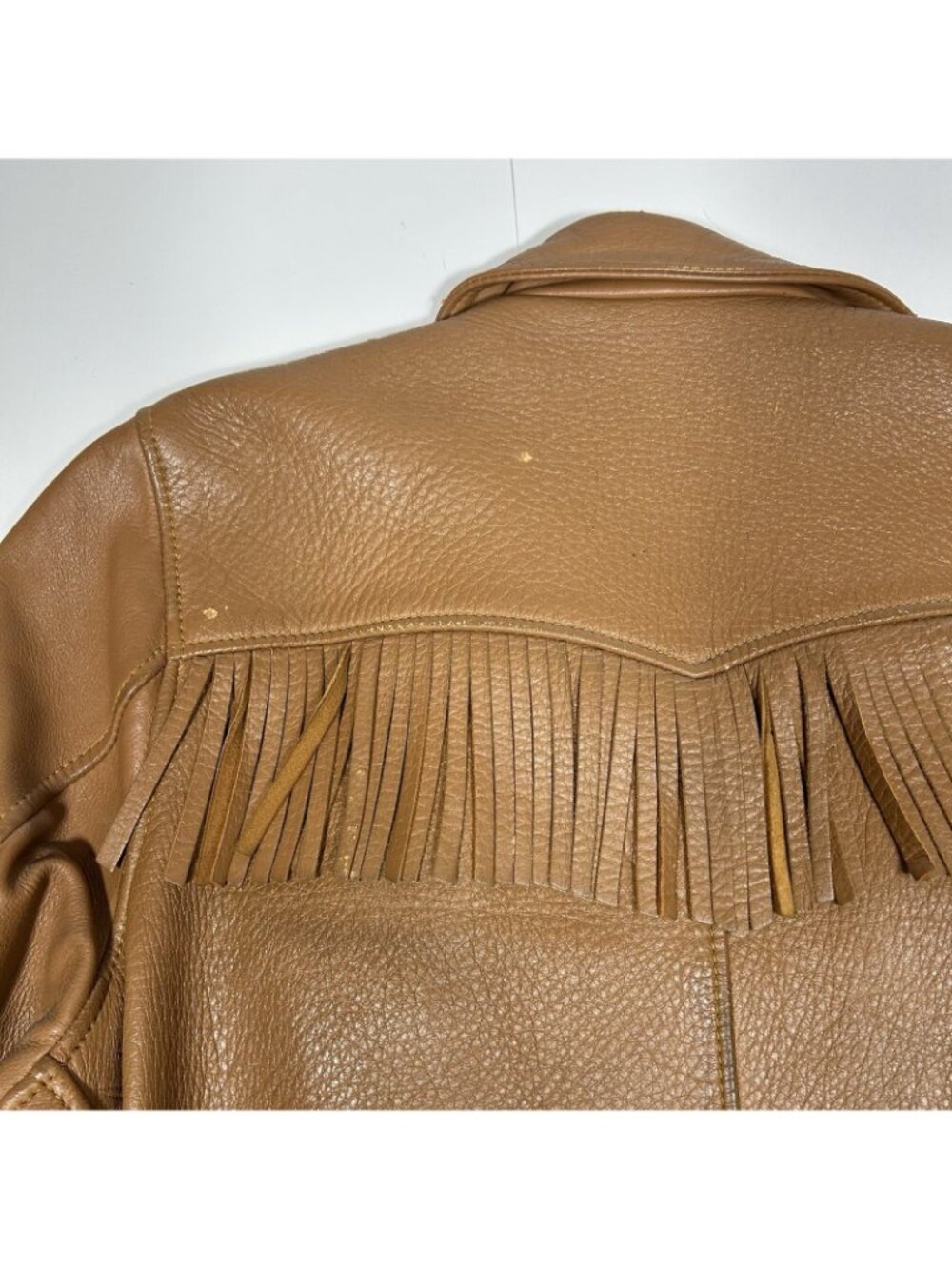 VTG 70s Women Brown Fringe Soft Leather Jacket Belted Lined Sz M ? Flaw Read - Picture 15 of 16